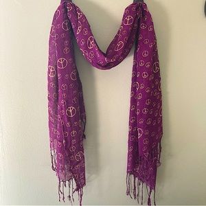 Purple Peace Sign Scarf